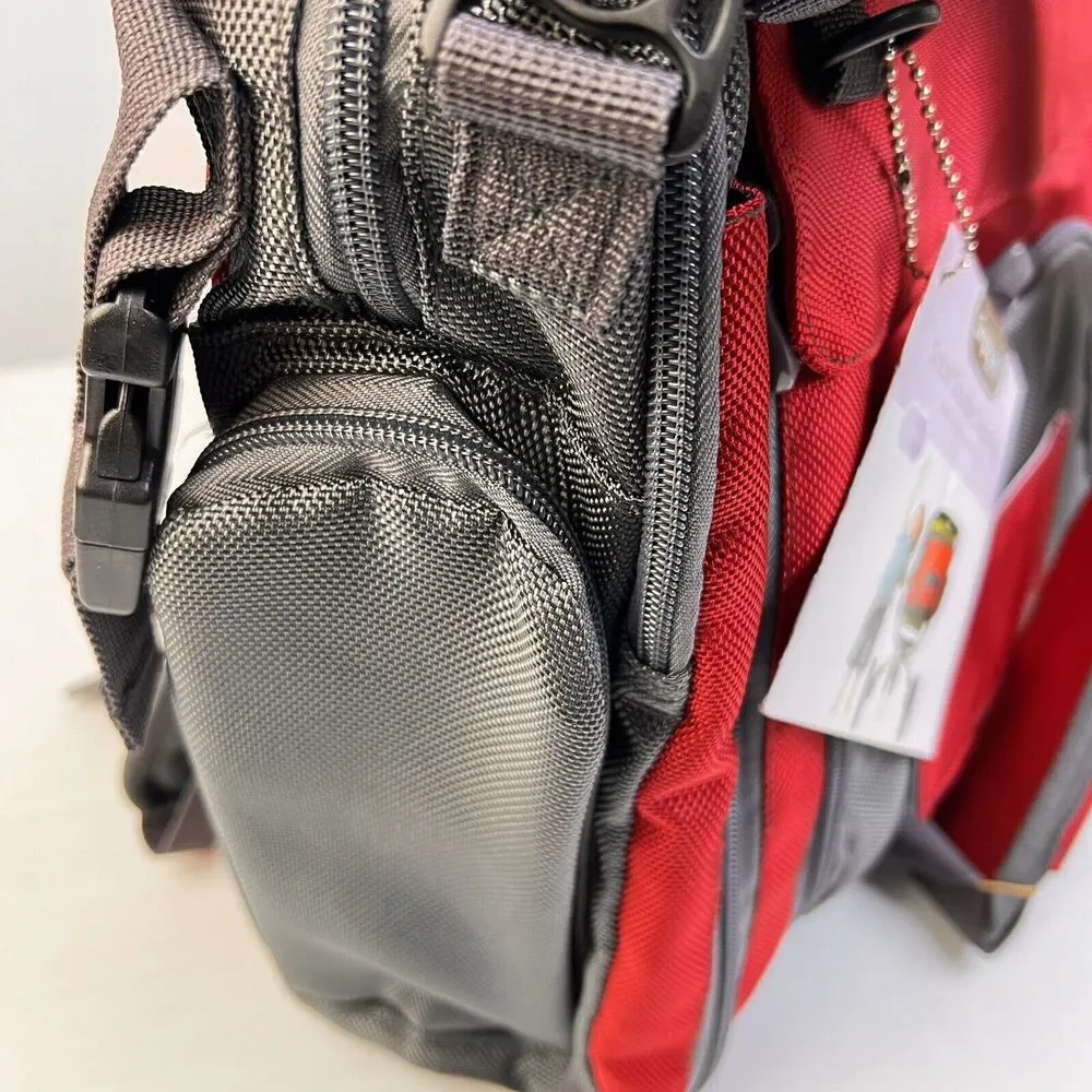 simplygood Smart Square Diaper Bag Red Insulated Backpack Zipper Compartments